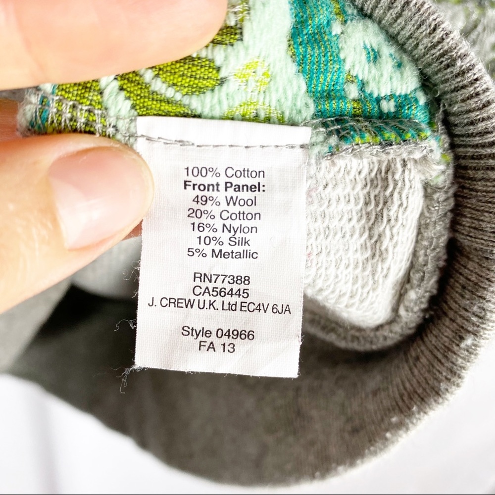 J CREW Embellished Floral Grey & Green Sweatshirt - Picture 3 of 5